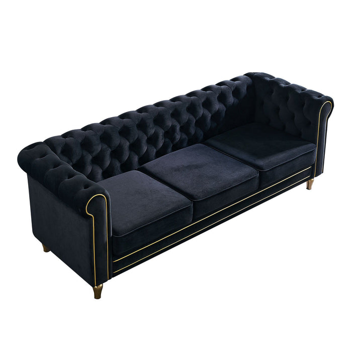 Chesterfield - Velvet Sofa 84.65" For Living Room