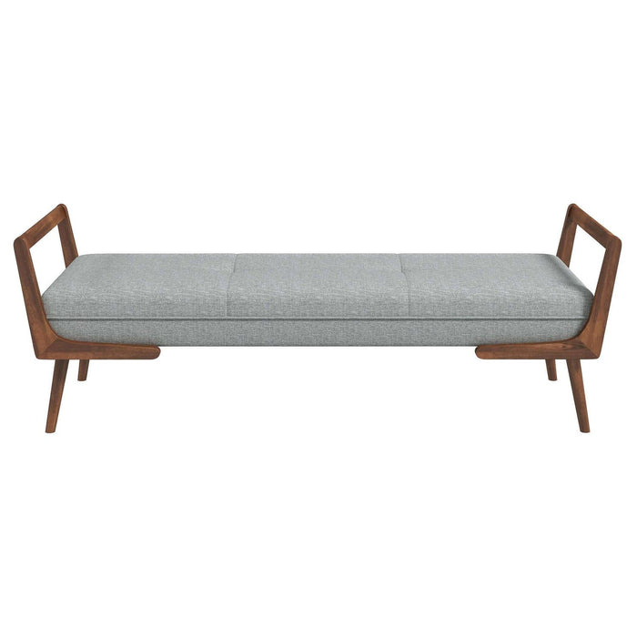 Cora - Mid Century Modern Gray Fabric Bench - Gray