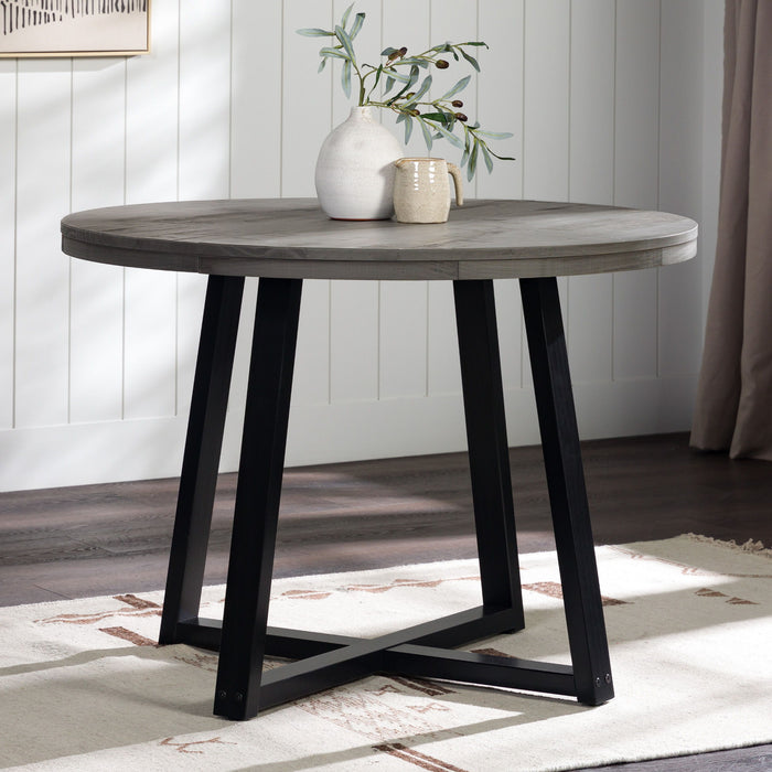 Rustic Distressed Solid Wood Round Dining Table