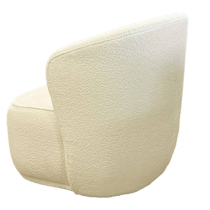 Swivel Boucle Fabric Chair - White