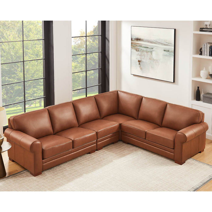 Brookfield - Leather L-Shaped Convertible Sectional