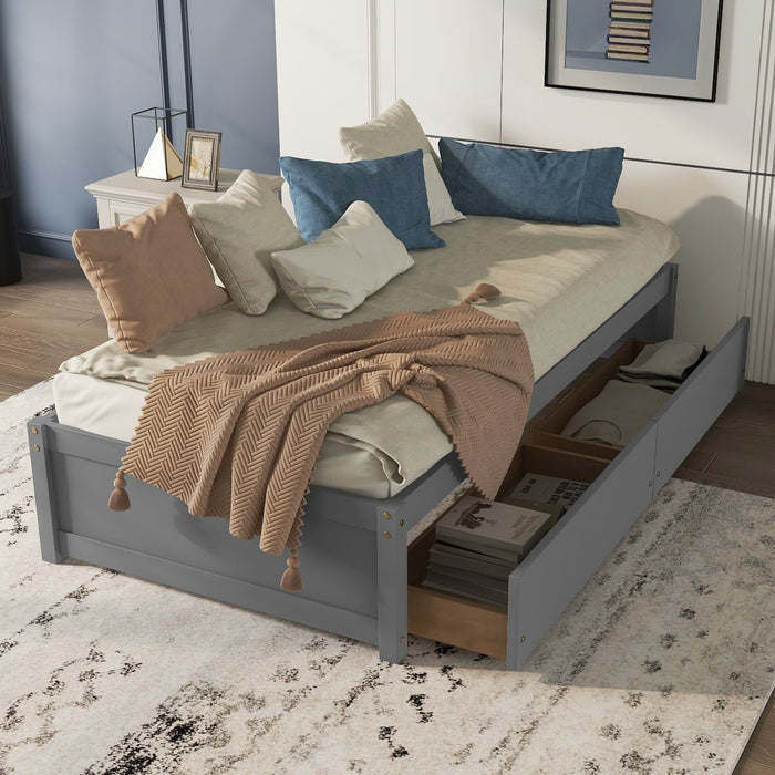 Twin Bed With 2 Drawers, No Box Spring Needed - Gray