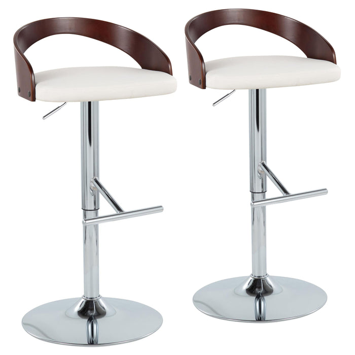 Grotto - Contemporary Adjustable Height Barstool With Swivel With Straight T Footrest (Set of 2)