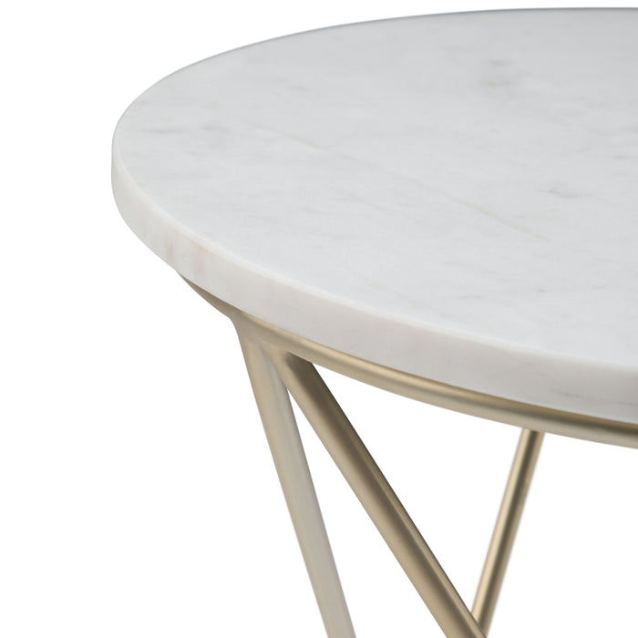 Gabon - Accent Table - White / Gold