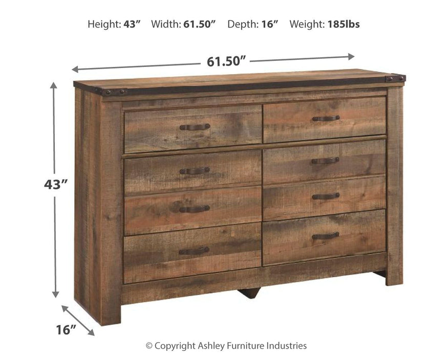 Trinell - Marrón oscuro - Cómoda de seis cajones - 61.34" X 15.98" X 42.99"