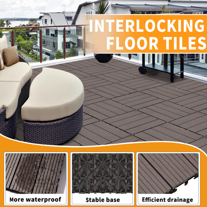 Plastic Interlocking Deck Tiles, Patio Flooring Outdoor Waterproof All Weather Use For Garden Poolside Front / Back Yard