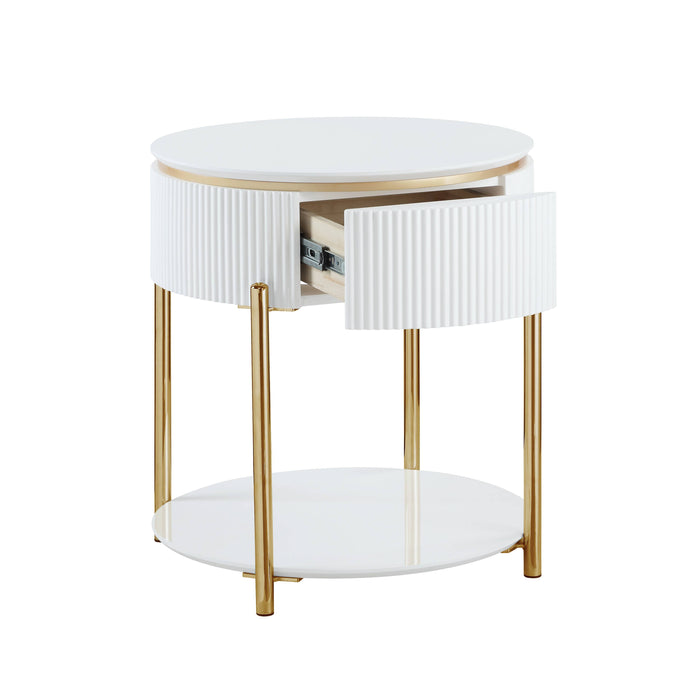 Daveigh - High Gloss End Table - Gold / White