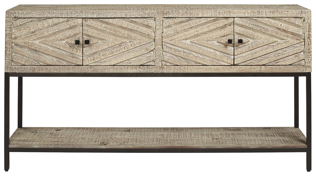 Roanley - Distressed White - Mesa de console para sofá