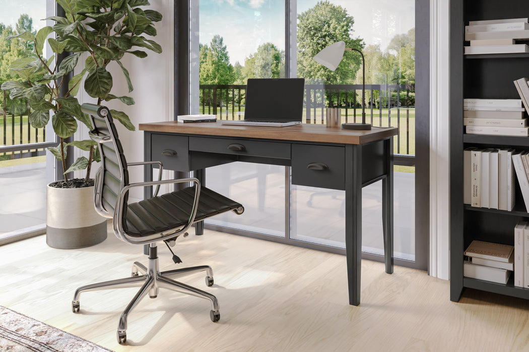 Essex - 53" Writing Desk - Black And Whiskey