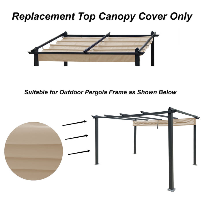 Replacement Canopy Top Fabric For 10X10 Ft Outdoor Patio Retractable Pergola Sunshelter Pergola Canopy - Khaki