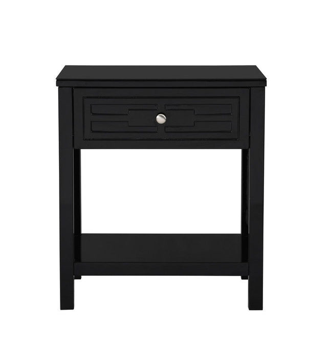 Dylan - Wooden End Side Table Nightstand With Glass Top And Drawer