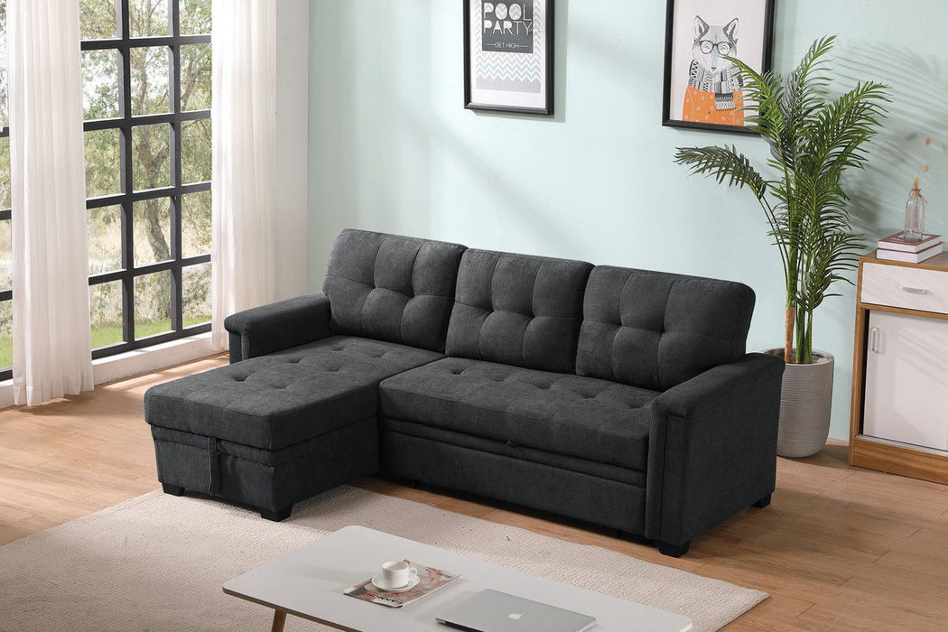 Ashlyn - Woven Fabric Sleeper Sectional Sofa Chaise With USB Charger And Tablet Pocket