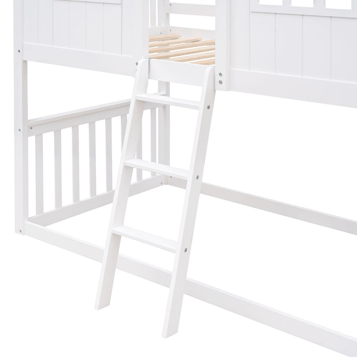 Kids Furniture - House Bunk Bed With Ladder, Wood Bed