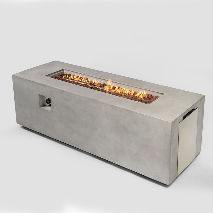 70" Concrete Large Fire Pit Table - Light Gray