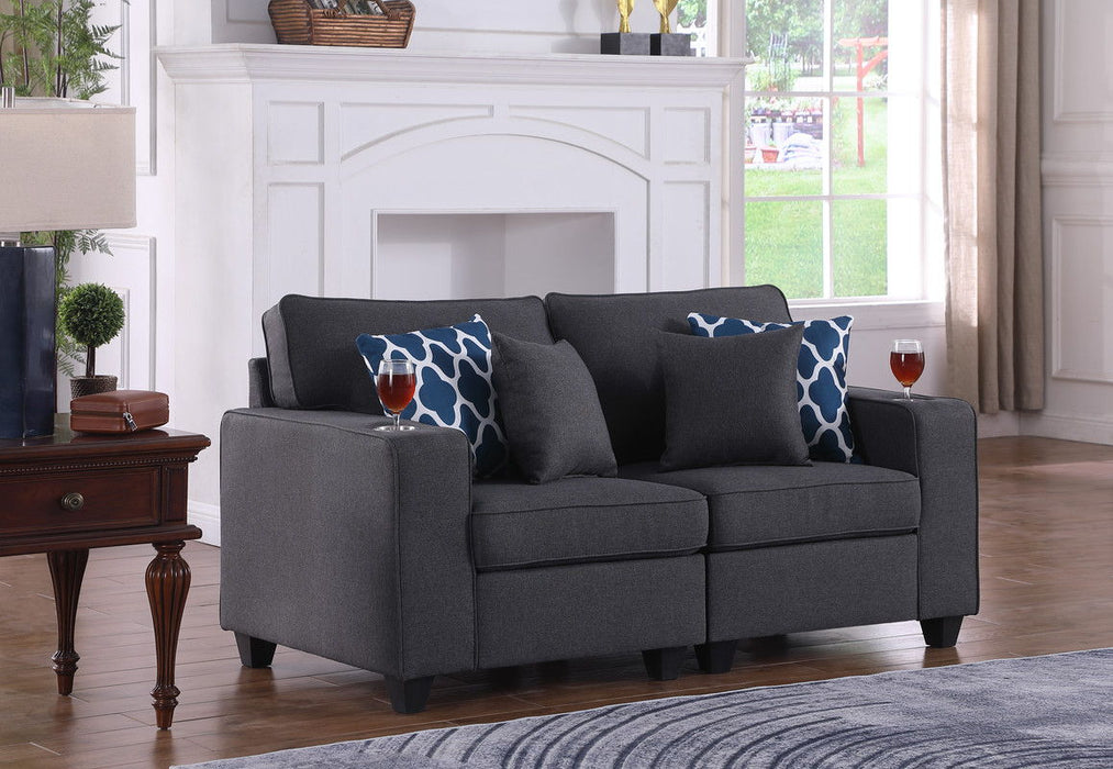 Cooper - Linen Loveseat With Cupholder