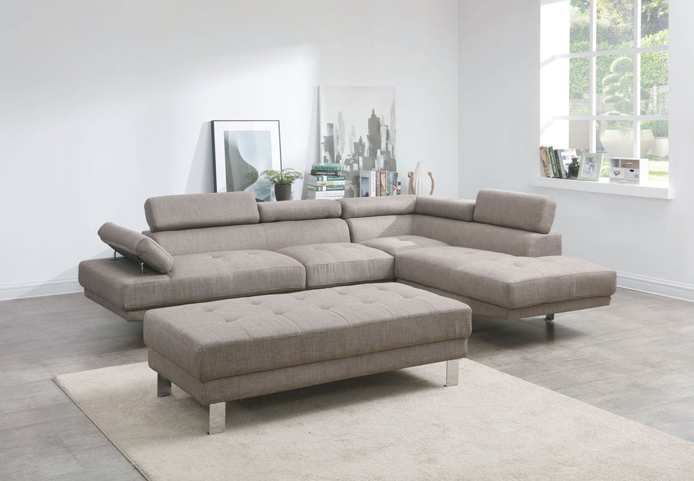 Glory Furniture Riveredge Sectional (2 Boxes), Gray - Fabric