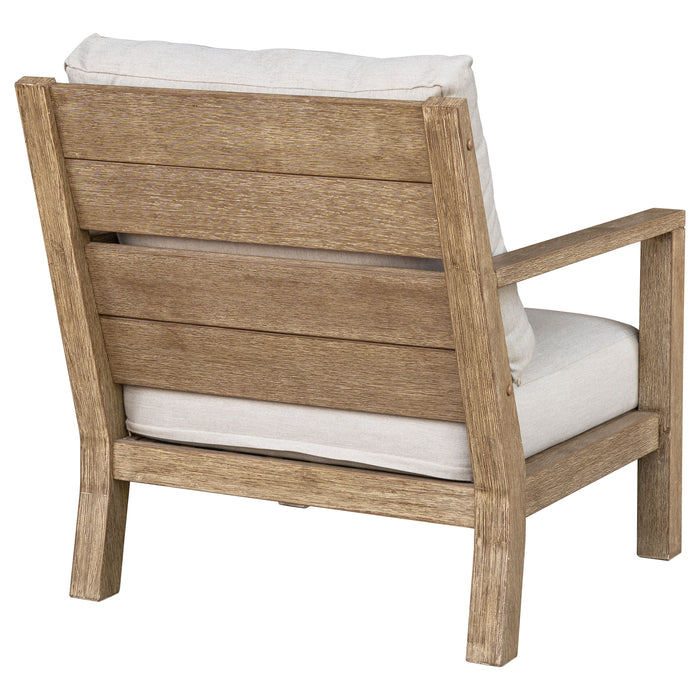 Acacia Wood Club Chair With Cushion - Light Brown