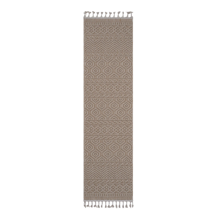 Guros - 2' x 8' Geometric Indoor / Outdoor Area Rug - Mocha