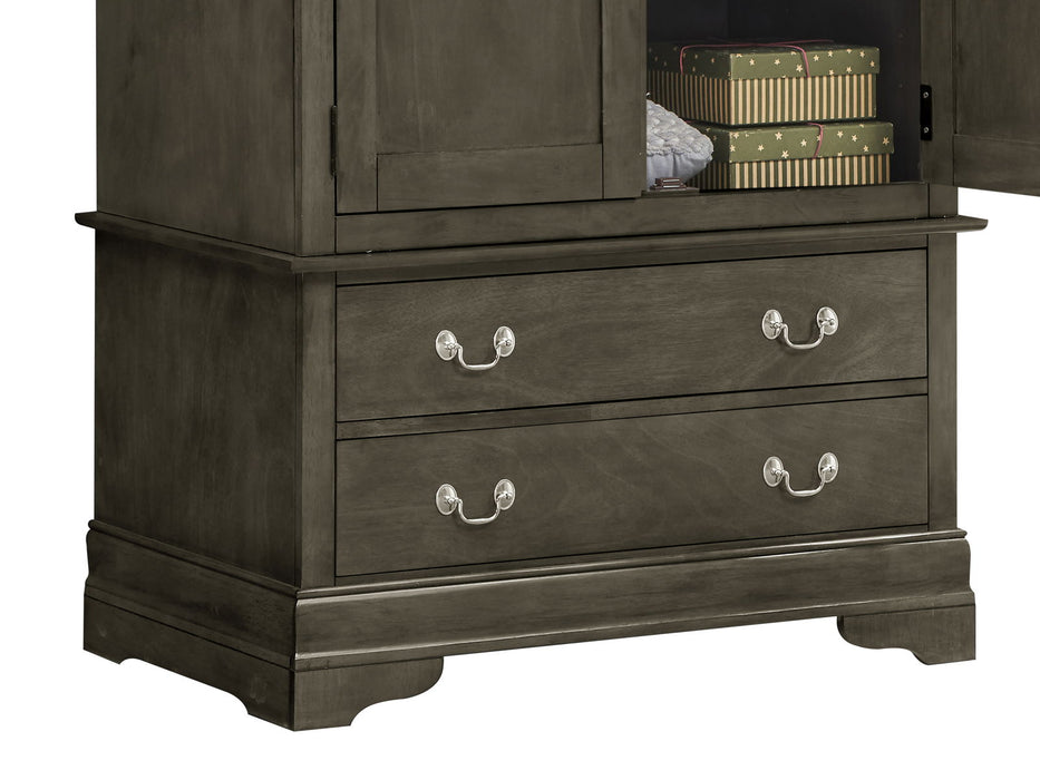 Glory Furniture Louis Phillipe Armoire, Gray