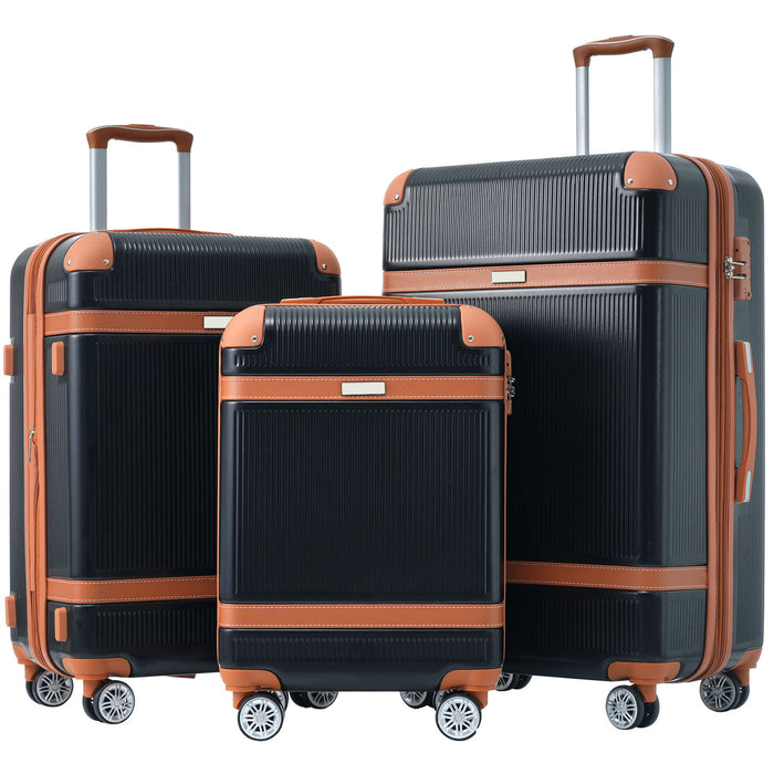 Hardshell Luggage Sets 3 Piece Double Spinner 8 Wheels Suitcase With Tsa Lock Lightweight 20''24''28''