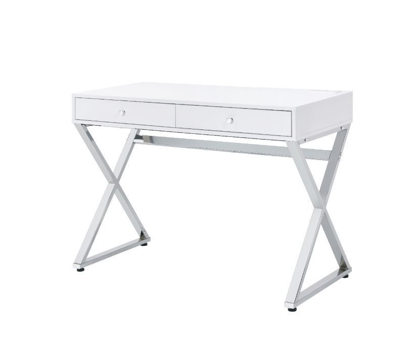 Coleen - Desk - White & Chrome Finish