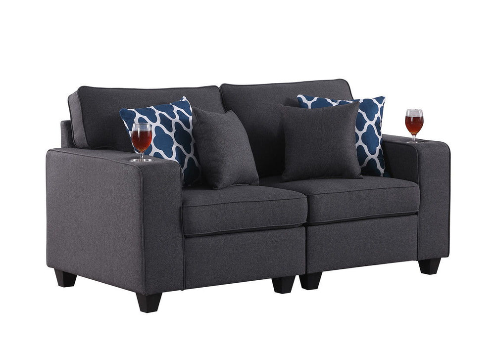 Cooper - Linen Loveseat With Cupholder