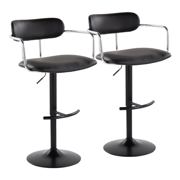 Demi - Contemporary Adjustable Height Barstool With Swivel With Rounded T Footrest (Set of 2)