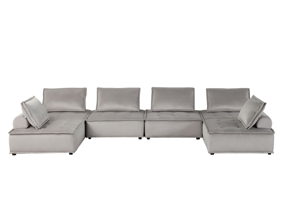 Anna - Velvet 6-Seater U-Shape Modular Sectional Sofa