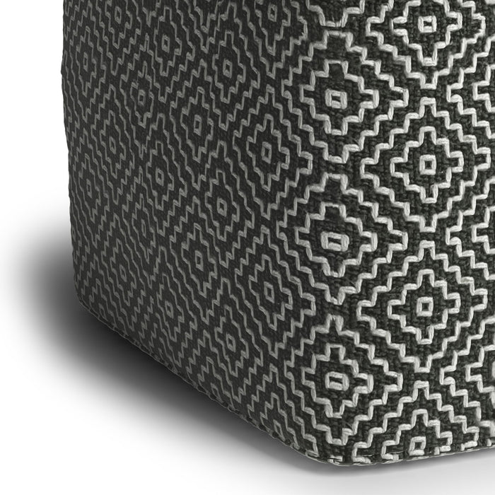 Briella - Square Woven Outdoor / Indoor Pouf - Grey / White