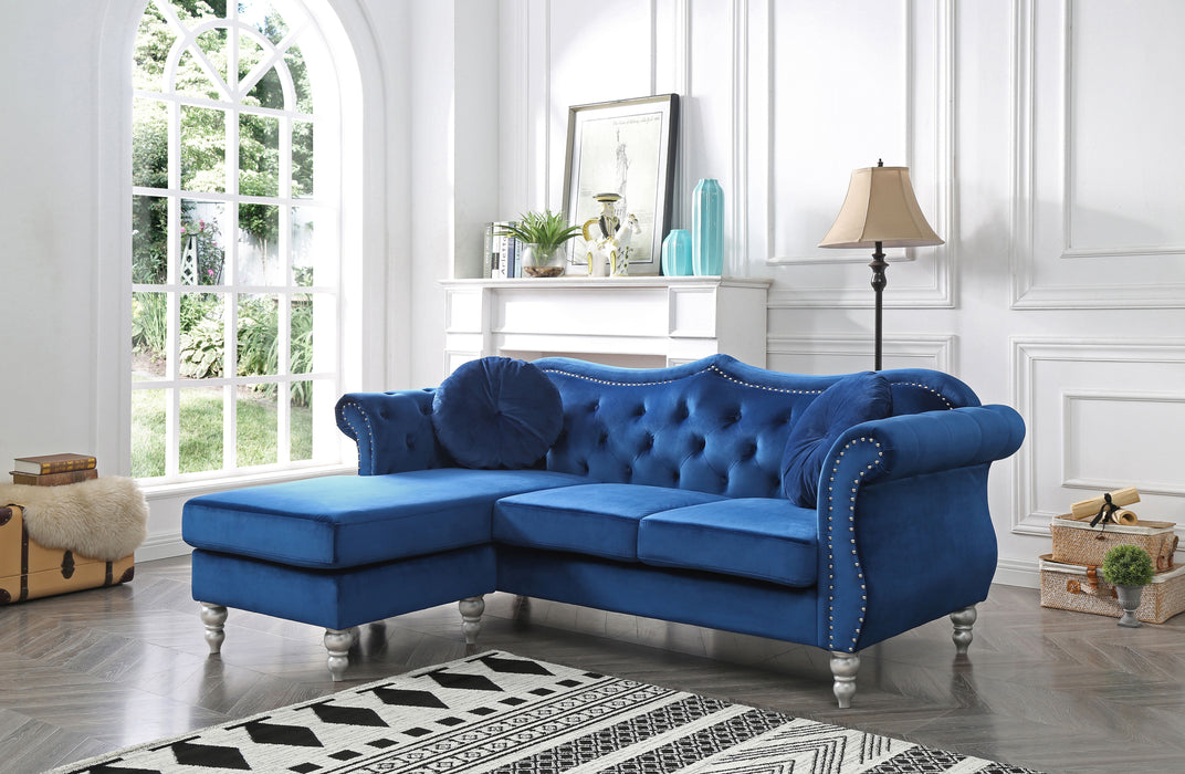 Glory Furniture Hollywood Sofa Chaise, Navy Blue