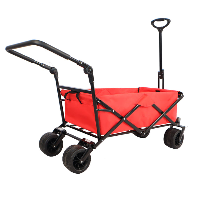 Utility Park Garden Cart Tool Customized Color Folding Camping Trolley Outdoor Picnic Beach Wagon - Red