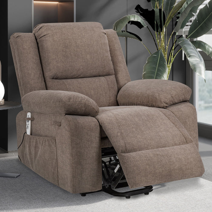 Electric Power Recliner Chair With Massage For Elderly, Remote Control Multi-Function Lifting, Timing, Cushion Heating Chair With Side Pocket