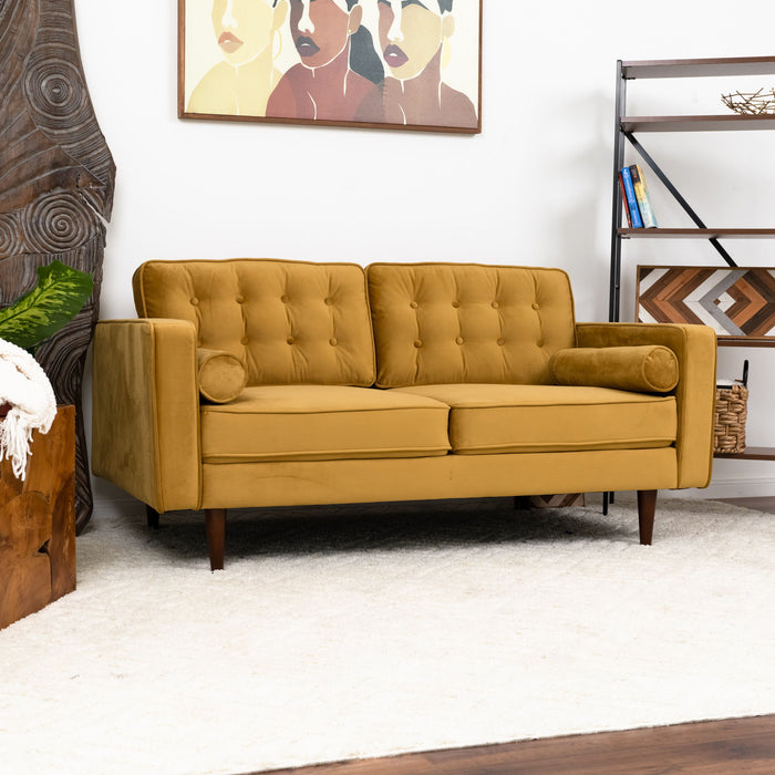 Casey - Velvet Loveseat - Yellow