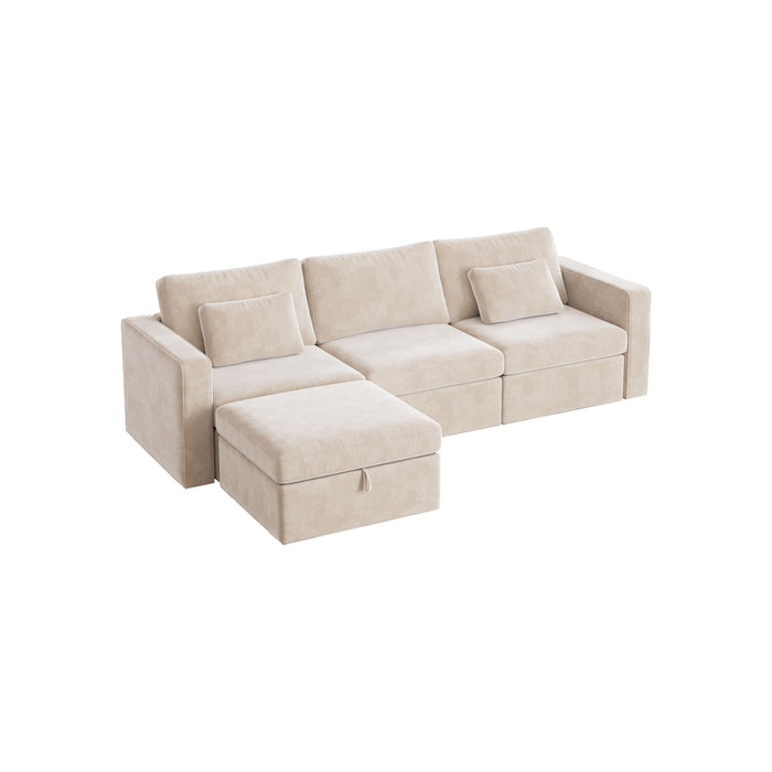 4 Seats Modern U-Shape Sectional Sofa, Oversized Upholstery Chaise Couch With Storage Ottomans For Living Room / Loft / Apartment / Office