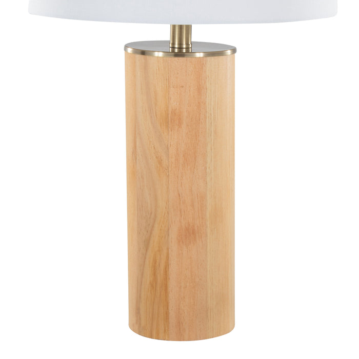 Cylinder - Ash Contemporary Table Lamp - Ash / Antique Brass / White