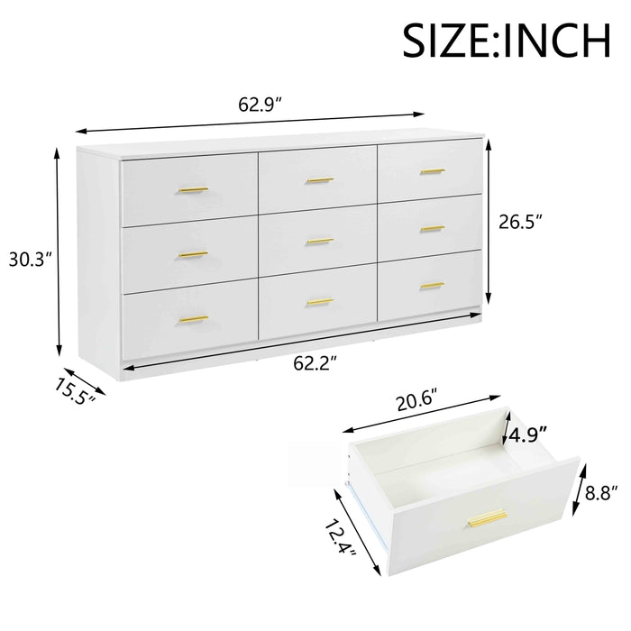 Modern White 6 Drawer Dresser For Bedroom, Ample Storage Wide Chest Of Drawers, Sturdy & Safe