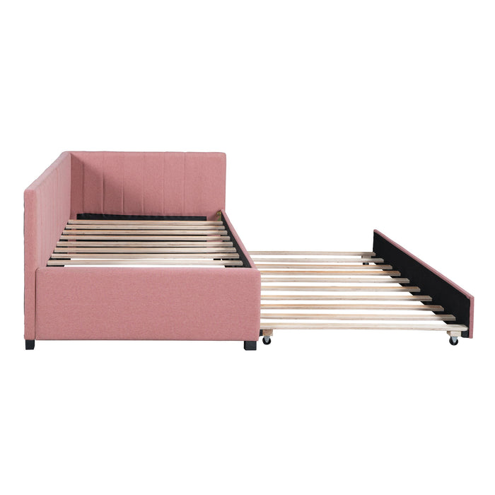 Upholstered Daybed With Trundle, Sofa Bed Frame, No Box Spring Needed