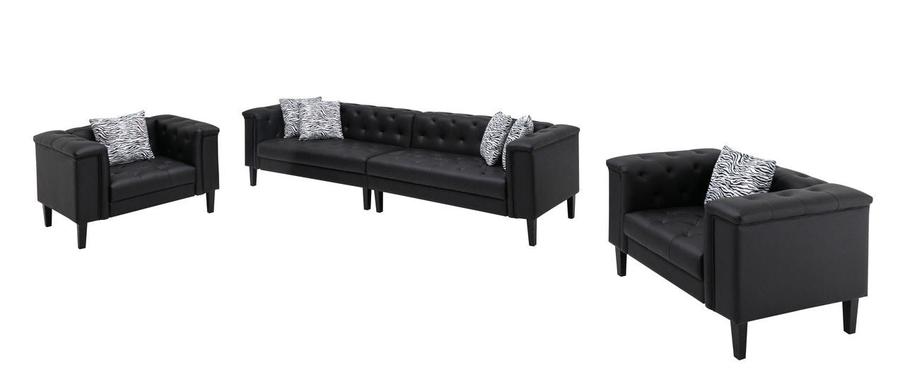 Sarah - Vegan Leather Tufted Sofa Set