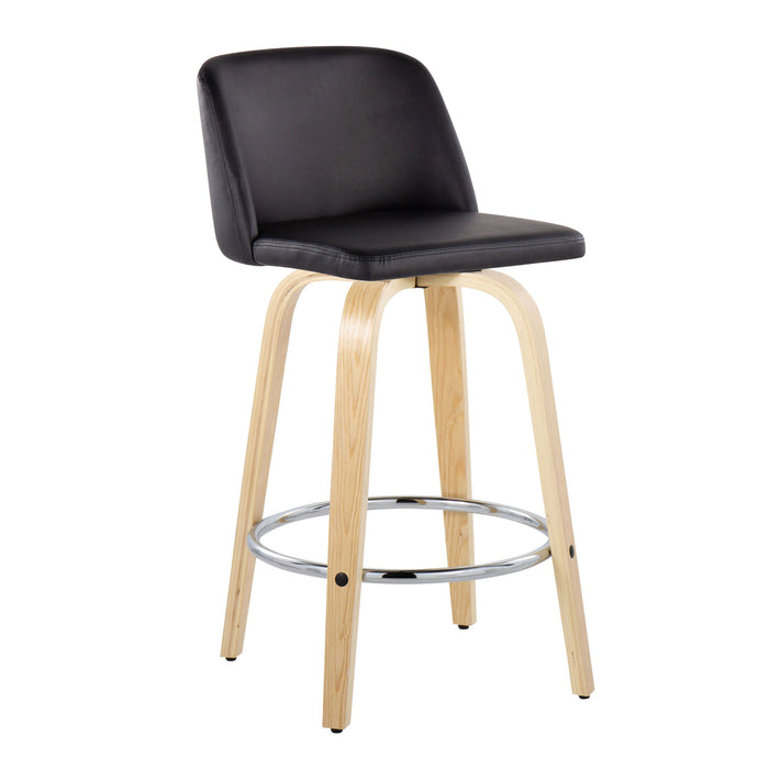 Toriano - Contemporary Fixed-Height Counter Stool With Swivel And Round Footrest (Set of 2)