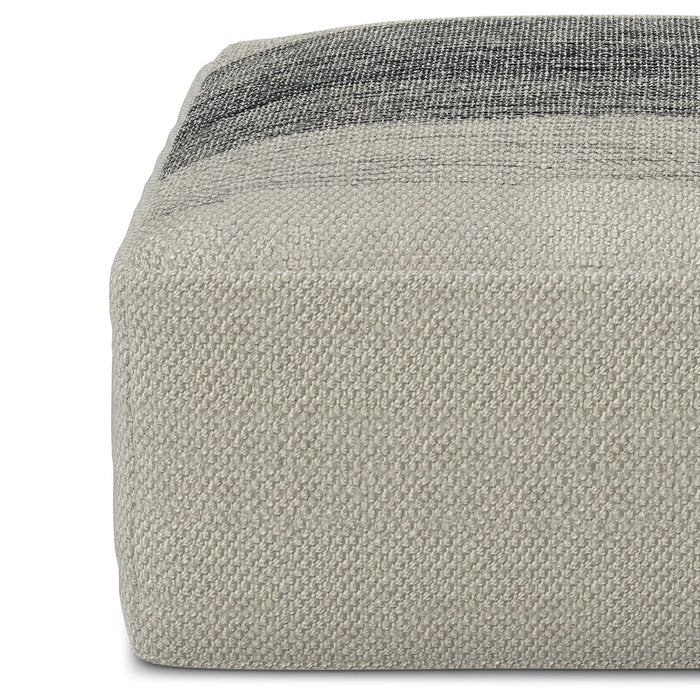 Sabella - Square Woven Outdoor / Indoor Pouf - Grey / White