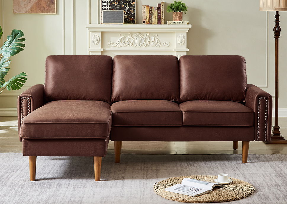 L-Shape Sofa Couch With Chais Mid-Century, Strong Leg And Design That Will Complement Any Living Space, Left Chaise