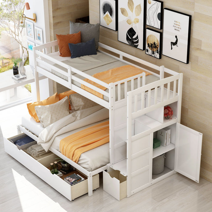 Kids Furniture - Bunk Bed, Convertible Bottom Bed, Storage Shelves And Drawers
