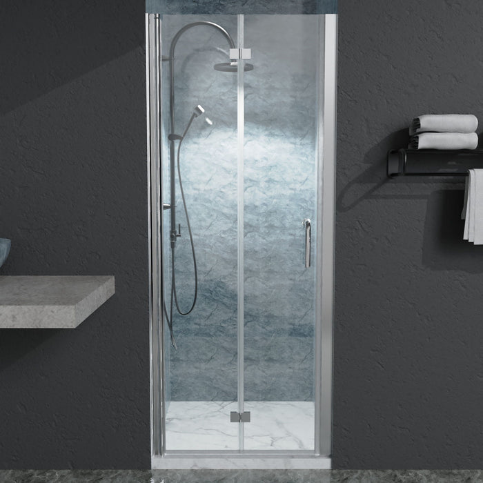 Bi-Fold - Semi-Frameless Shower Doors In Chrome With Clear Glass - Chrome