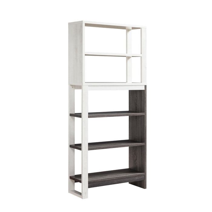 5-Tier Home Display Cabinet - White Oak & Distressed Grey