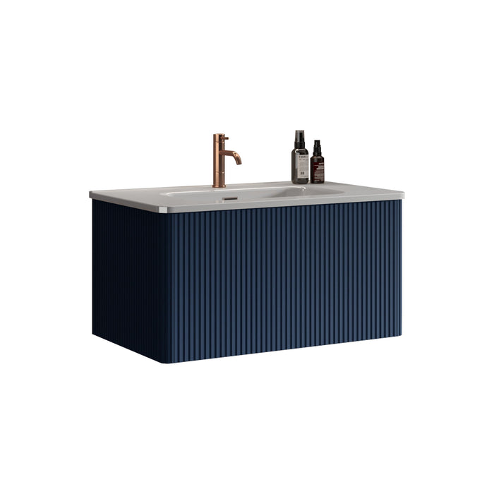 Etna - Striped Bathroom Vanity With Ceramic Sink, Wall Mounted Floating Bathroom Vanity For Modern Bathroom