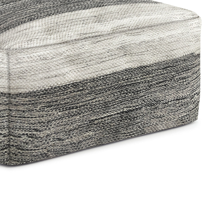 Mathis - Square Woven Outdoor / Indoor Pouf - Grey / White