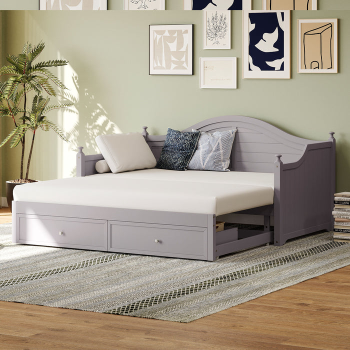 Daybed With Extended Pop Up Trundle And Storage Drawers