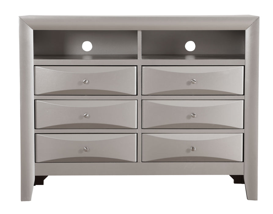 Glory Furniture Marilla Media Chest, Silver Champagne