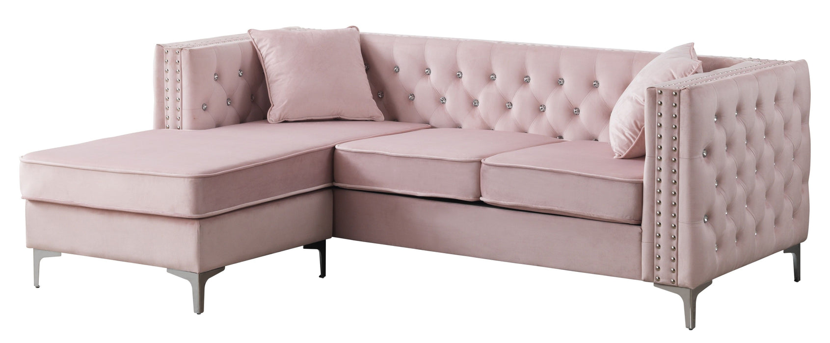 Glory Furniture Paige Sofa Chaise, Pink