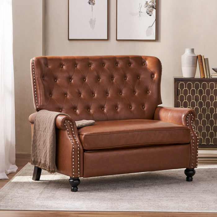 Oversize Faux Leather Recliner Chair - Light Brown